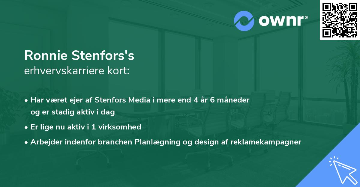 Ronnie Stenfors's erhvervskarriere kort