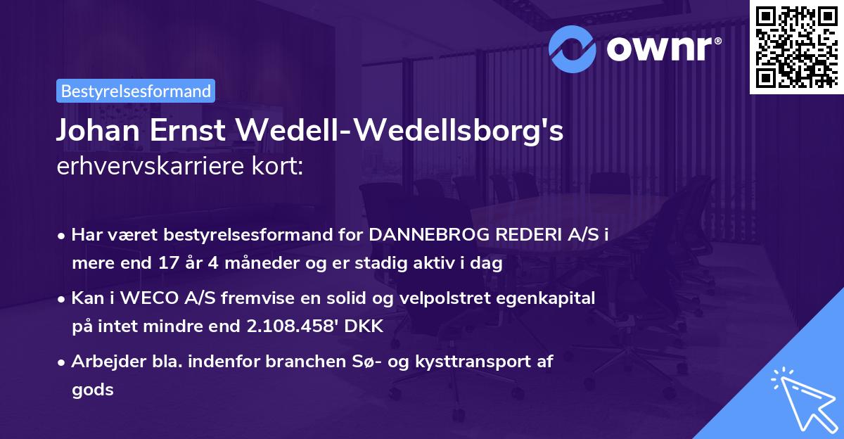 Johan Ernst Wedell-Wedellsborg's erhvervskarriere kort