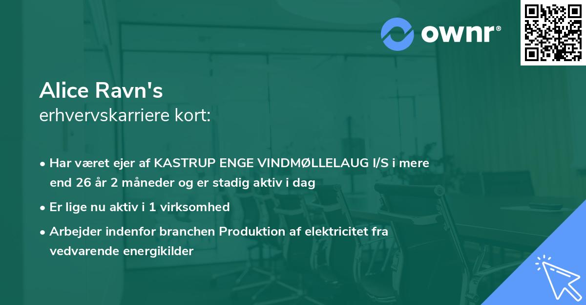 Alice Ravn's erhvervskarriere kort
