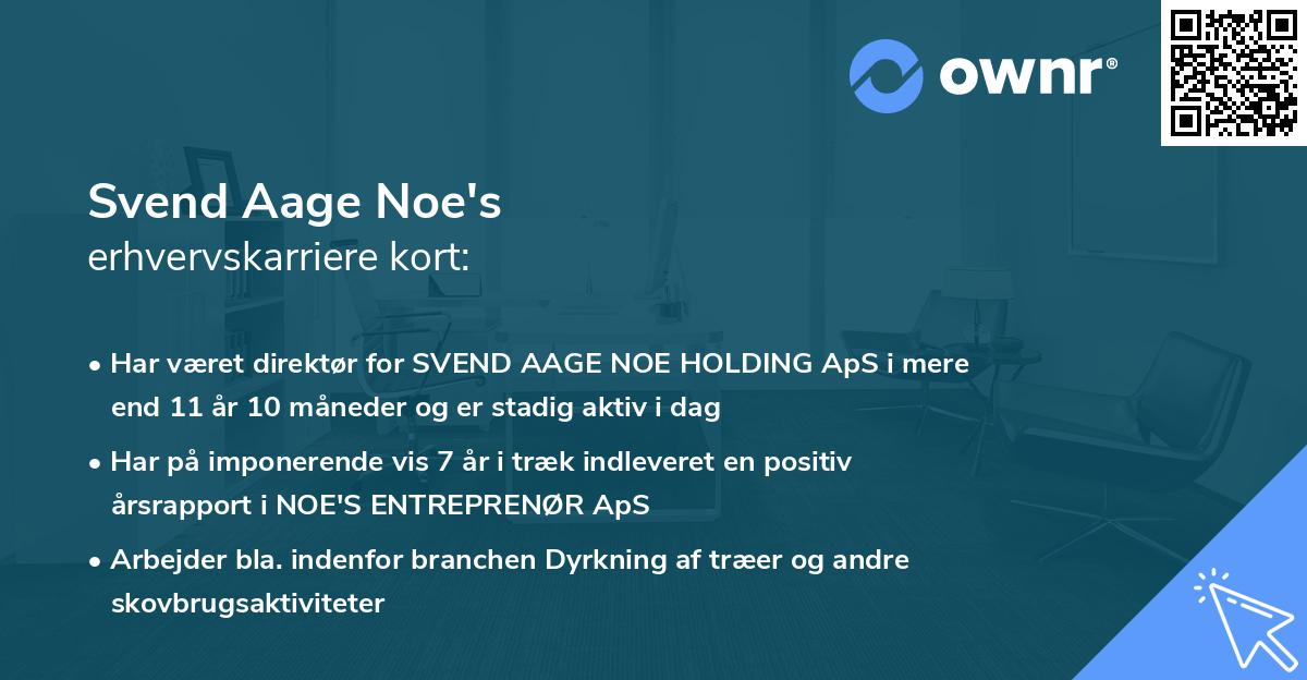Svend Aage Noe's erhvervskarriere kort