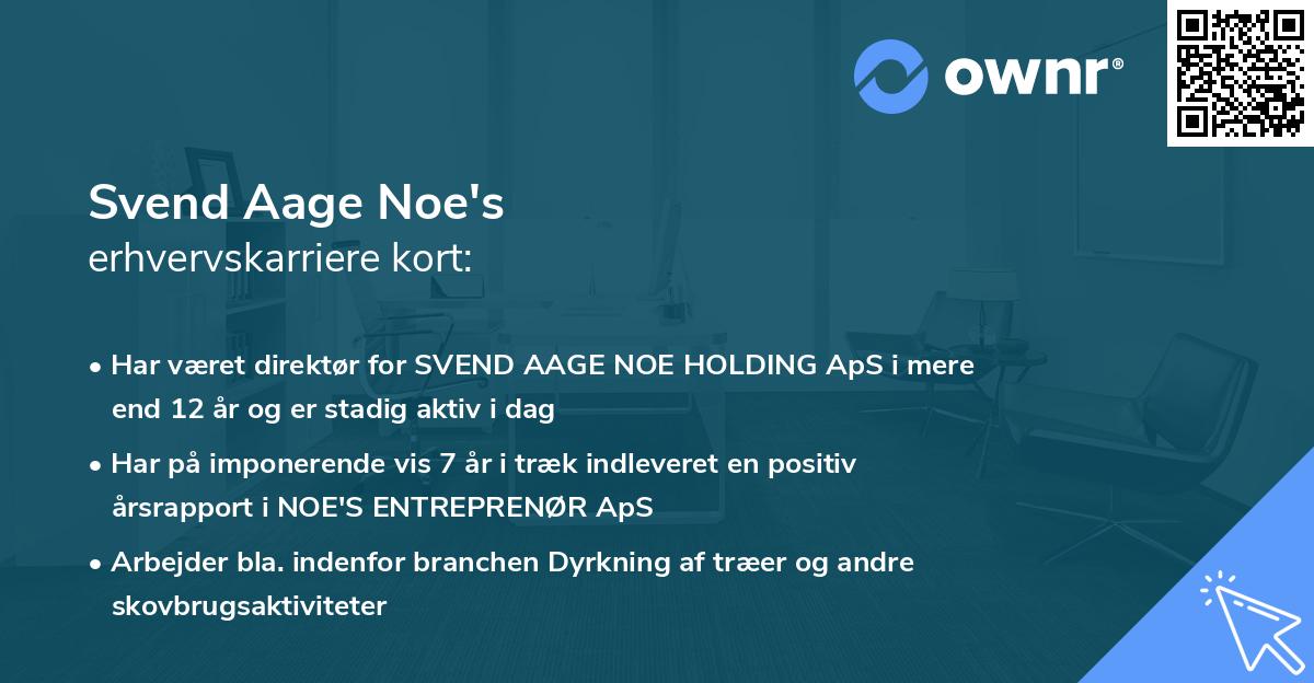 Svend Aage Noe's erhvervskarriere kort