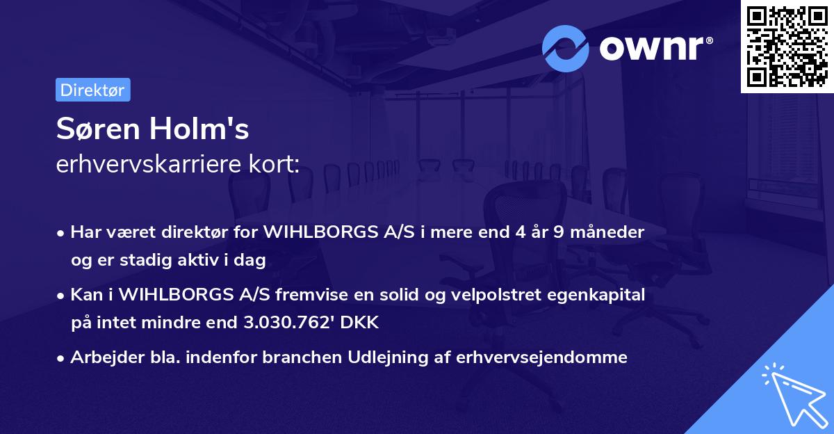 Søren Holm's erhvervskarriere kort