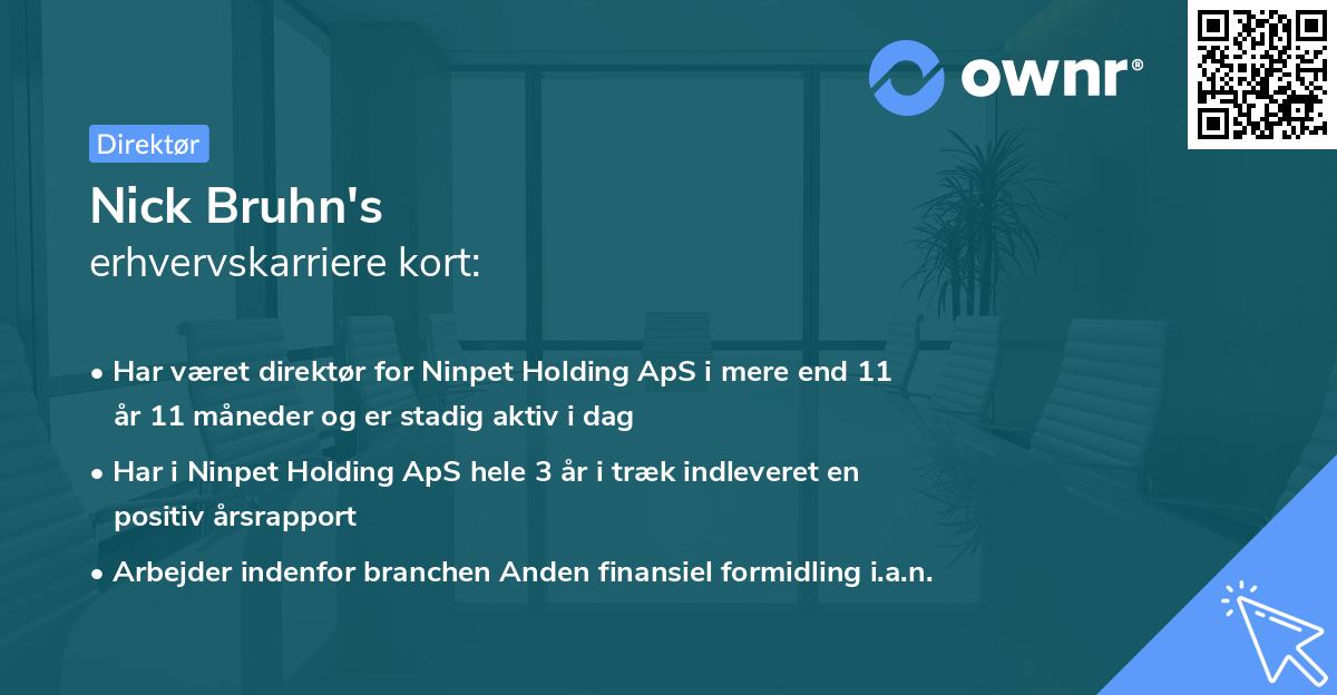 Nick Bruhn's erhvervskarriere kort