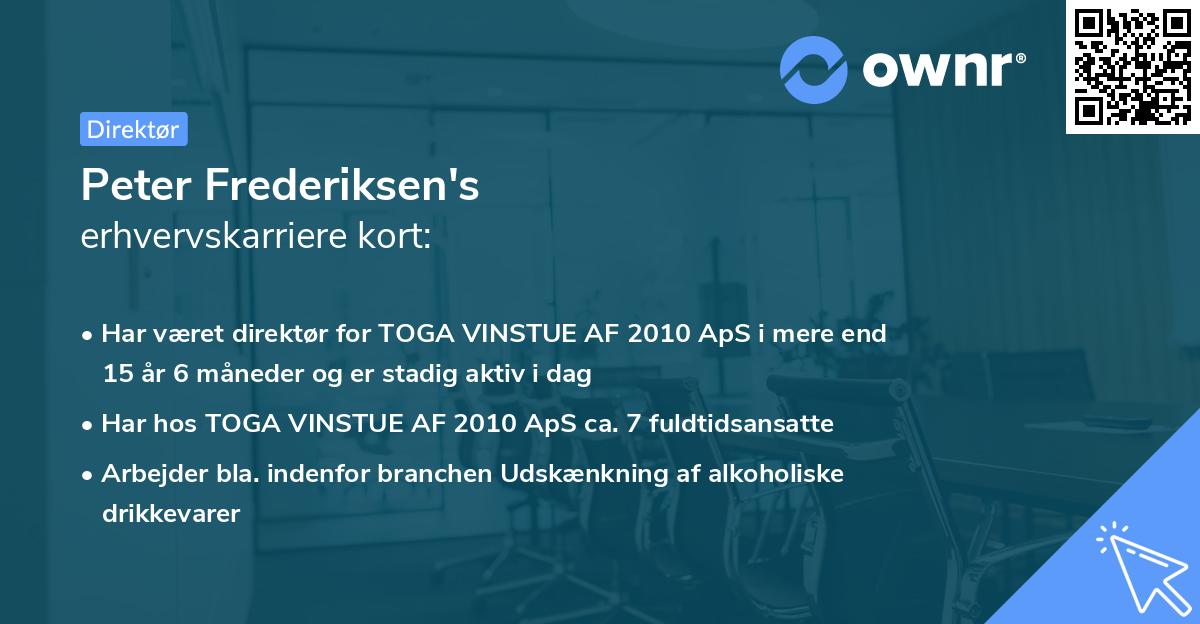 Peter Frederiksen's erhvervskarriere kort