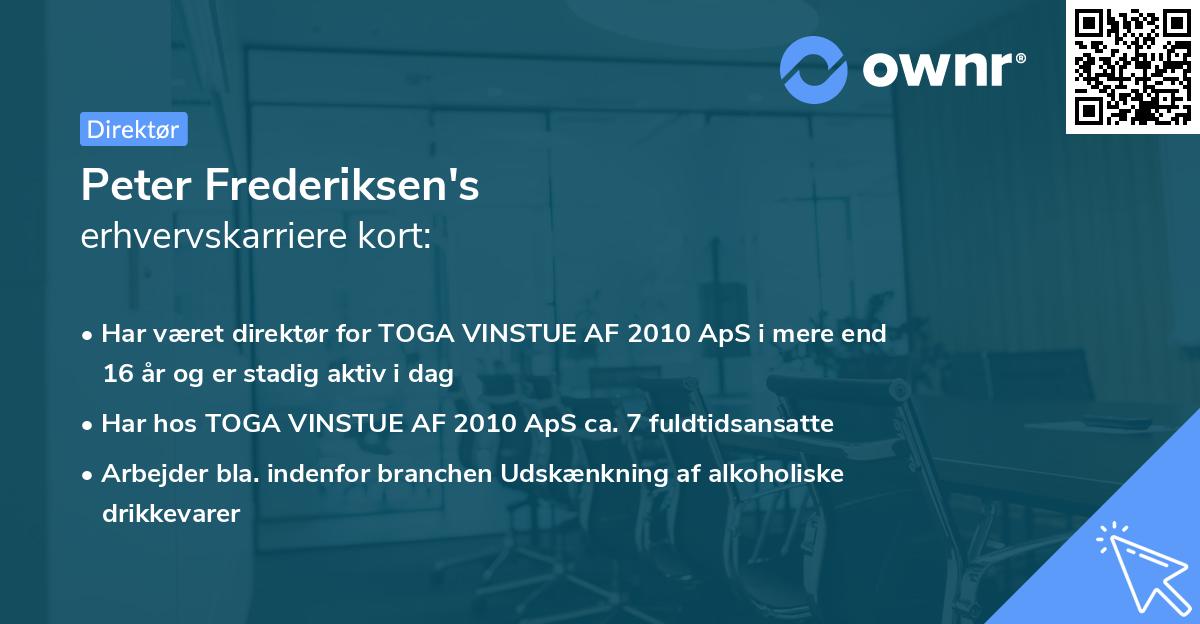 Peter Frederiksen's erhvervskarriere kort