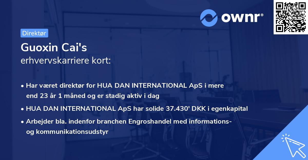 Guoxin Cai's erhvervskarriere kort