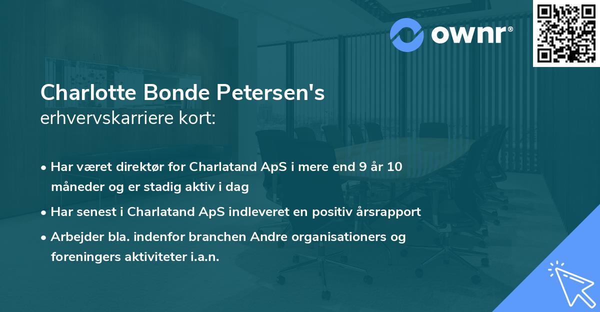 Charlotte Bonde Petersen's erhvervskarriere kort