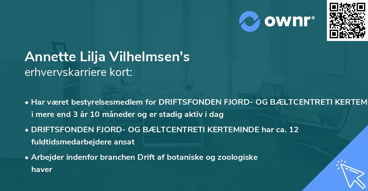 Annette Lilja Vilhelmsen's erhvervskarriere kort