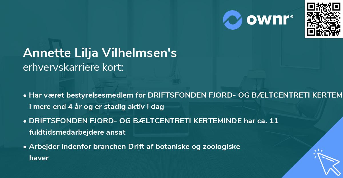Annette Lilja Vilhelmsen's erhvervskarriere kort