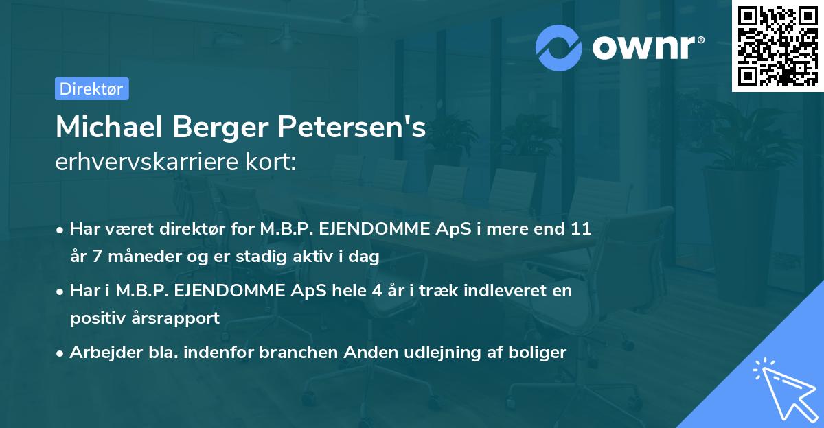 Michael Berger Petersen's erhvervskarriere kort