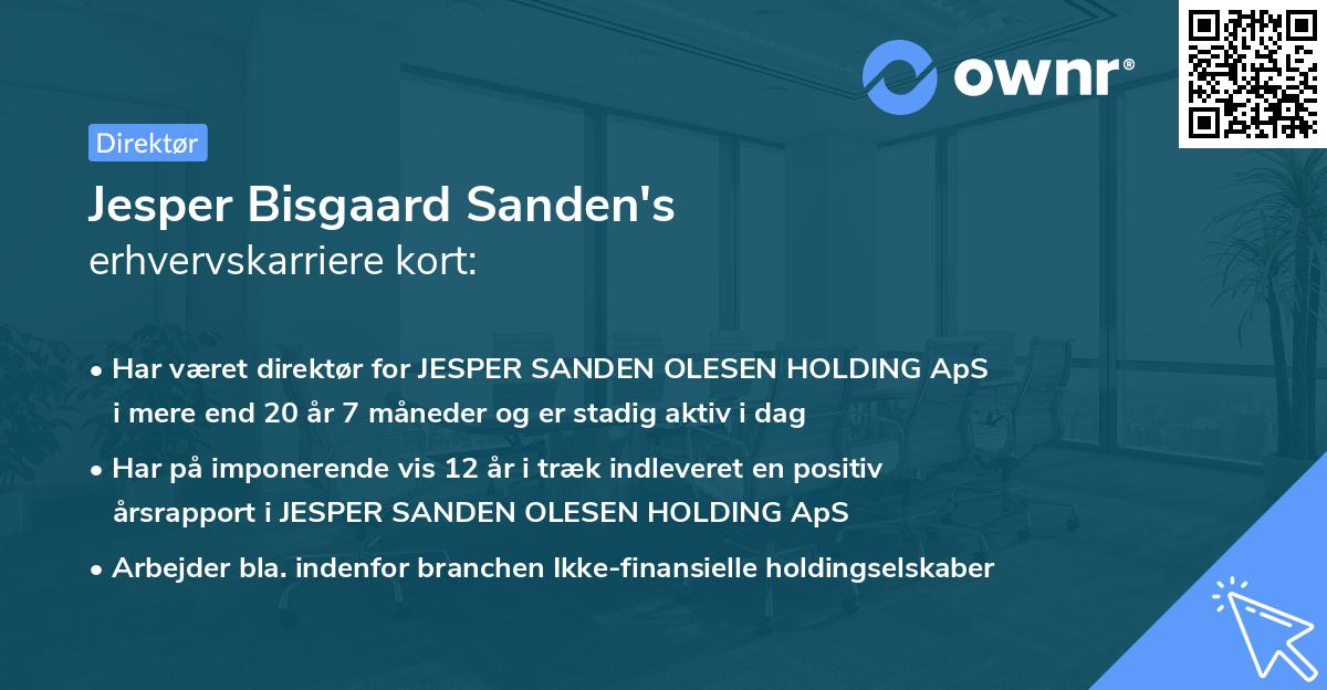 Jesper Bisgaard Sanden's erhvervskarriere kort
