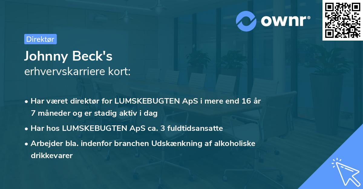 Johnny Beck's erhvervskarriere kort