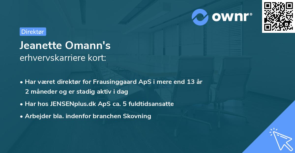 Jeanette Omann's erhvervskarriere kort