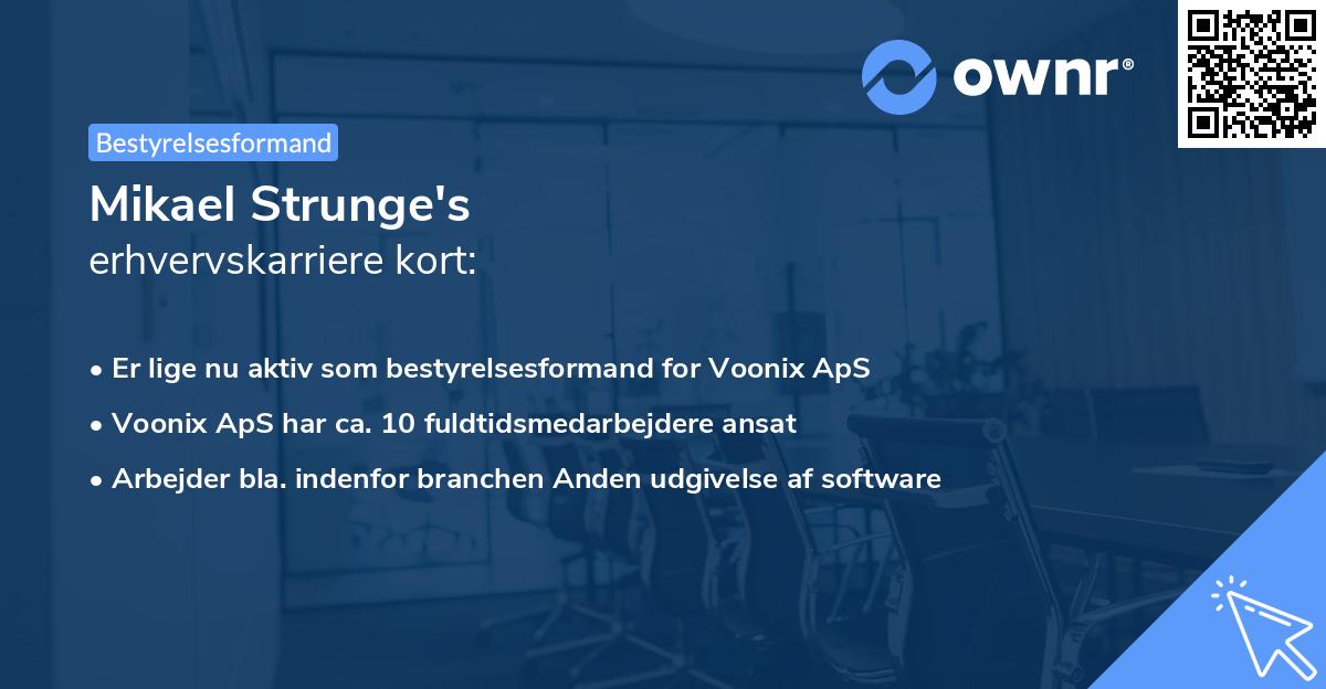 Mikael Strunge's erhvervskarriere kort