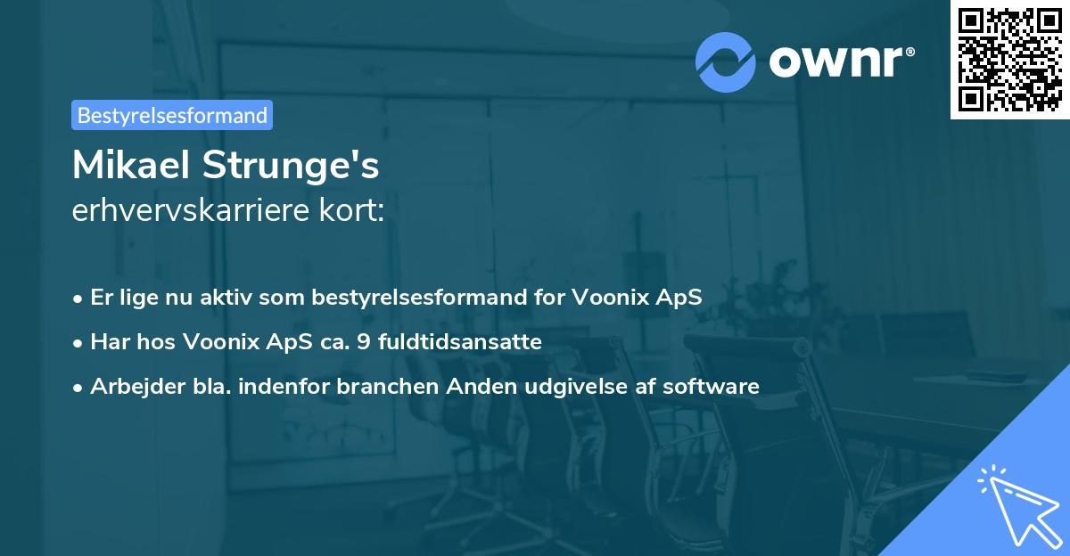 Mikael Strunge's erhvervskarriere kort
