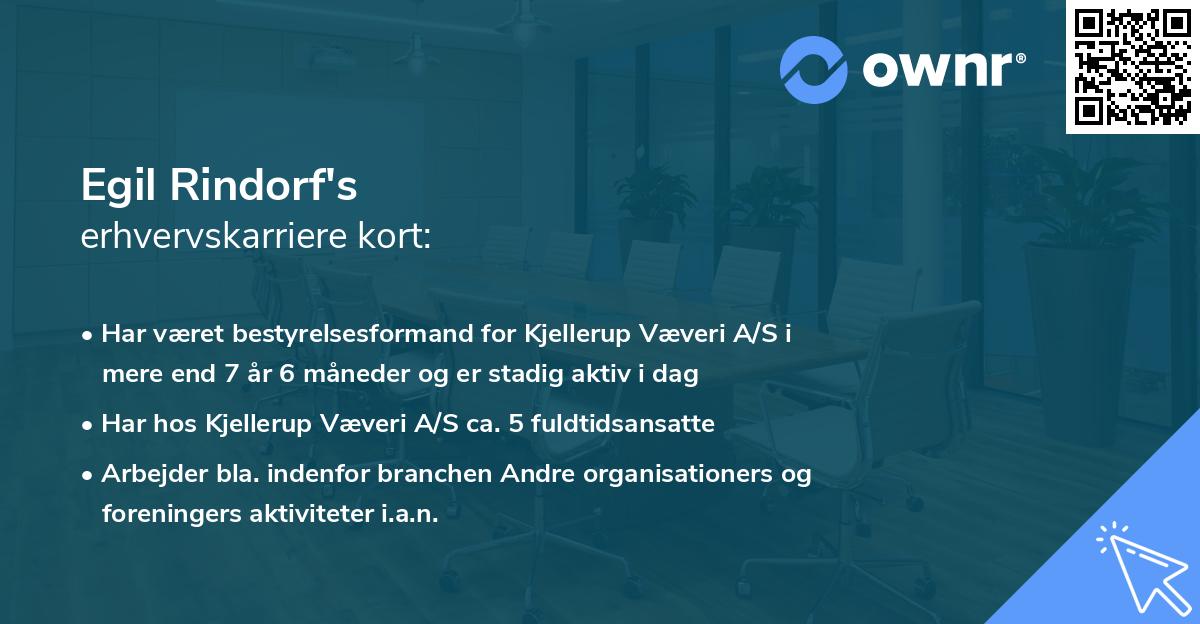 Egil Rindorf's erhvervskarriere kort