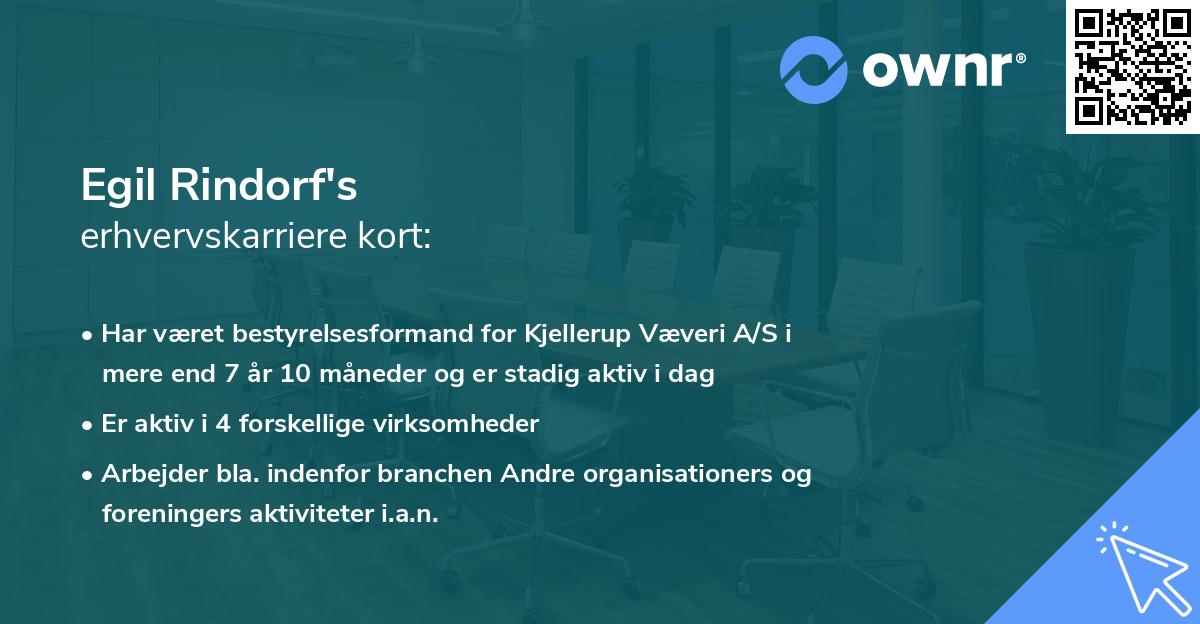 Egil Rindorf's erhvervskarriere kort