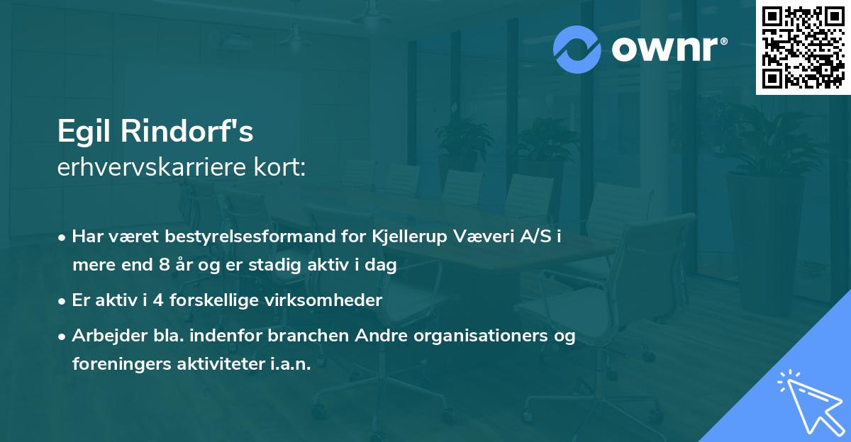 Egil Rindorf's erhvervskarriere kort