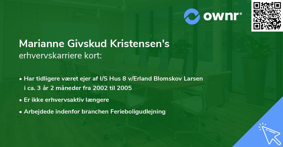 Marianne Givskud Kristensen's erhvervskarriere kort