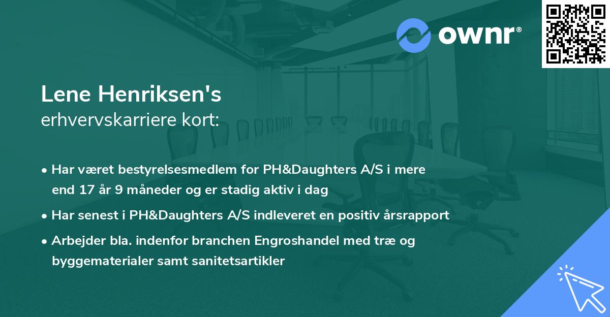 Lene Henriksen's erhvervskarriere kort