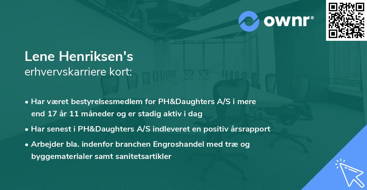 Lene Henriksen's erhvervskarriere kort
