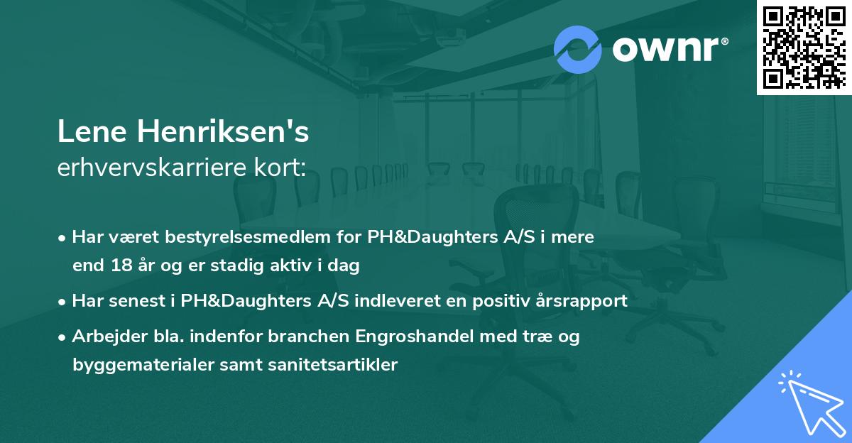 Lene Henriksen's erhvervskarriere kort