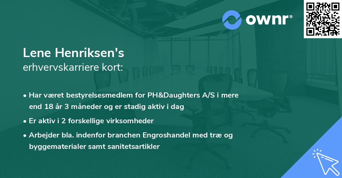 Lene Henriksen's erhvervskarriere kort
