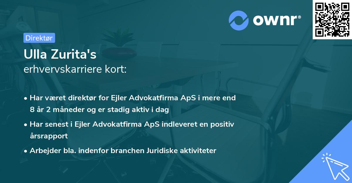 Ulla Zurita's erhvervskarriere kort