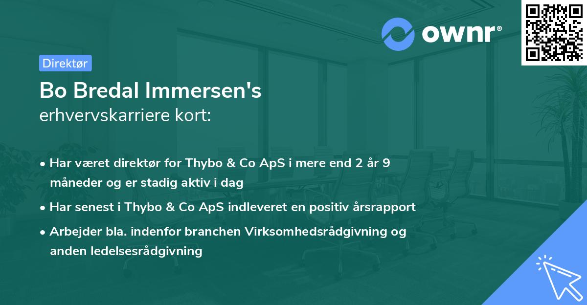 Bo Bredal Immersen's erhvervskarriere kort