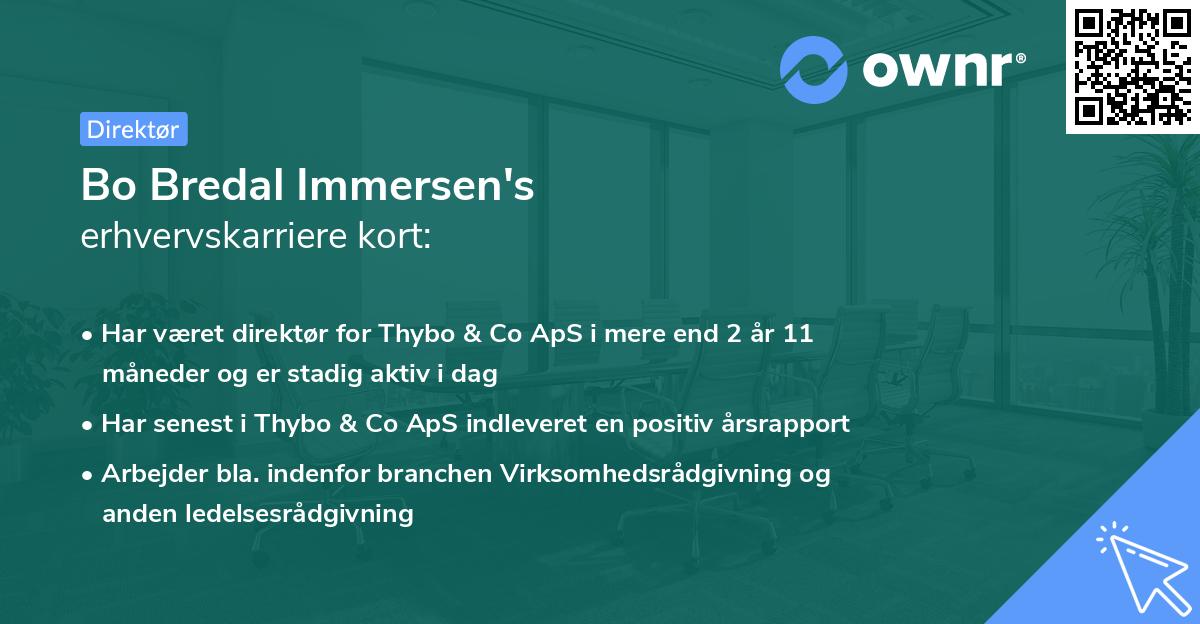 Bo Bredal Immersen's erhvervskarriere kort