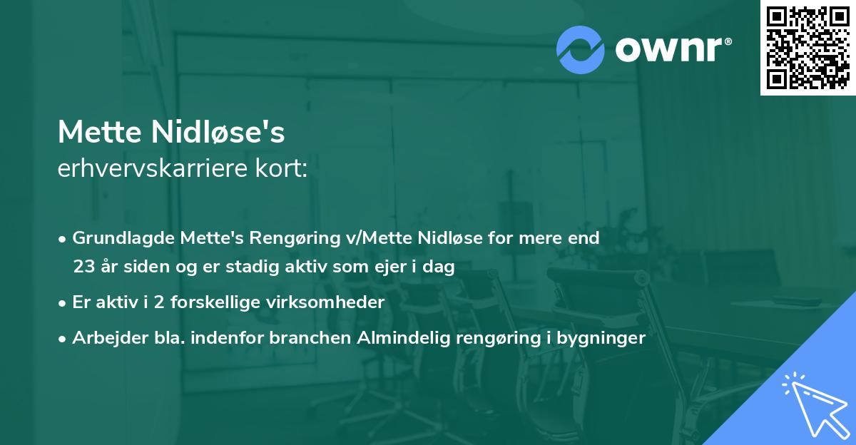 Mette Nidløse's erhvervskarriere kort