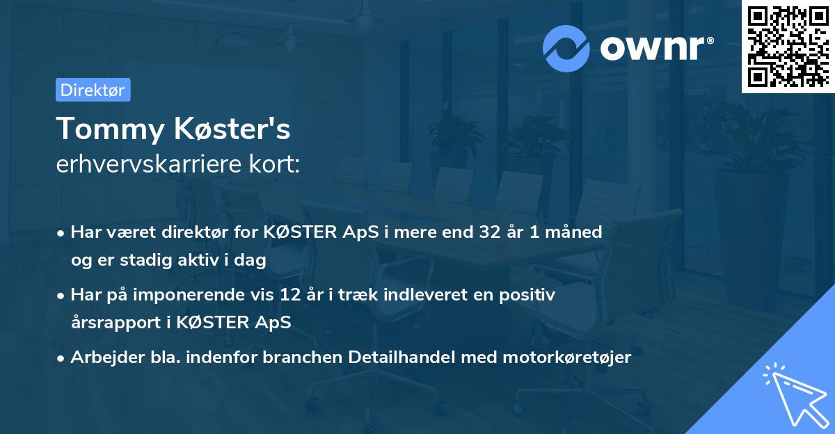 Tommy Køster's erhvervskarriere kort