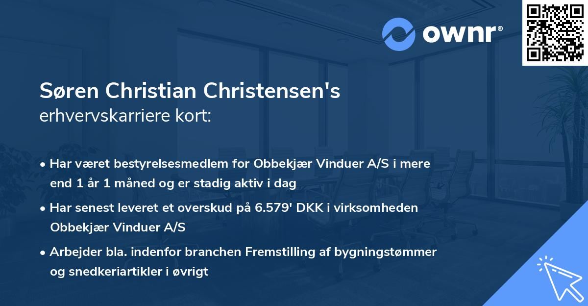 Søren Christian Christensen's erhvervskarriere kort