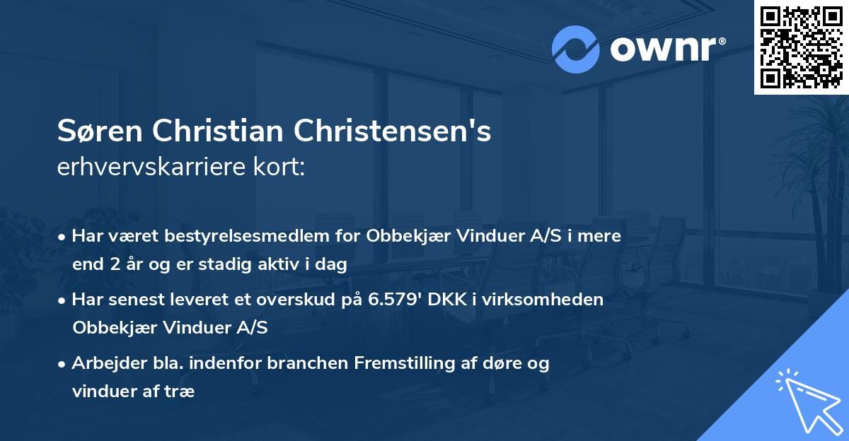 Søren Christian Christensen's erhvervskarriere kort