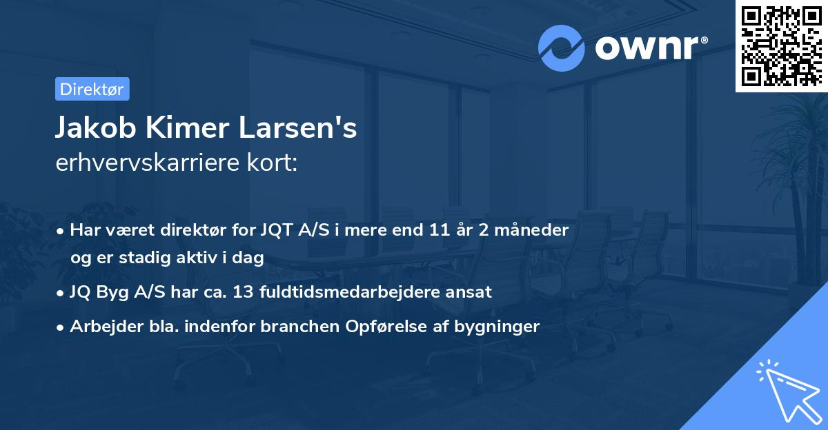 Jakob Kimer Larsen's erhvervskarriere kort
