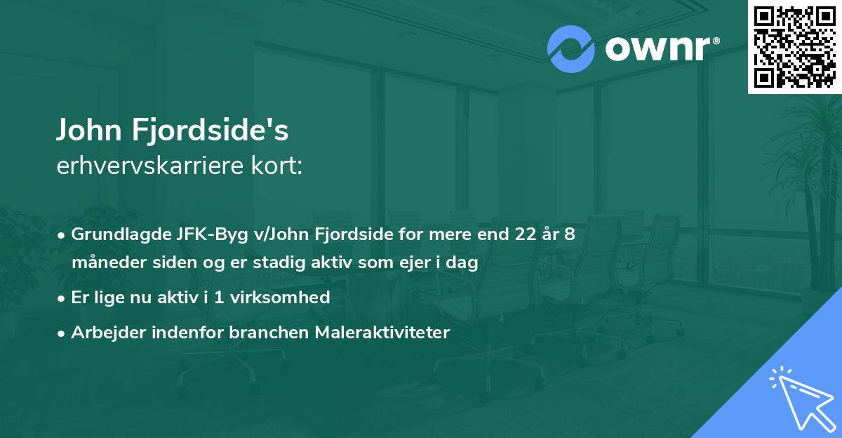 John Fjordside's erhvervskarriere kort