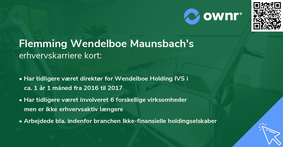 Flemming Wendelboe Maunsbach's erhvervskarriere kort