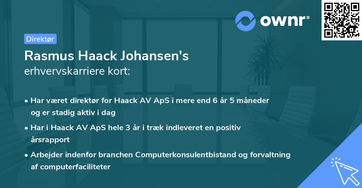 Rasmus Haack Johansen's erhvervskarriere kort