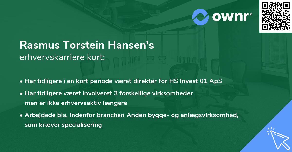 Rasmus Torstein Hansen's erhvervskarriere kort