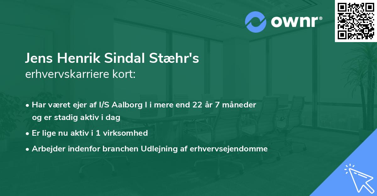 Jens Henrik Sindal Stæhr's erhvervskarriere kort