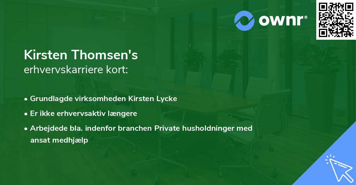 Kirsten Thomsen's erhvervskarriere kort