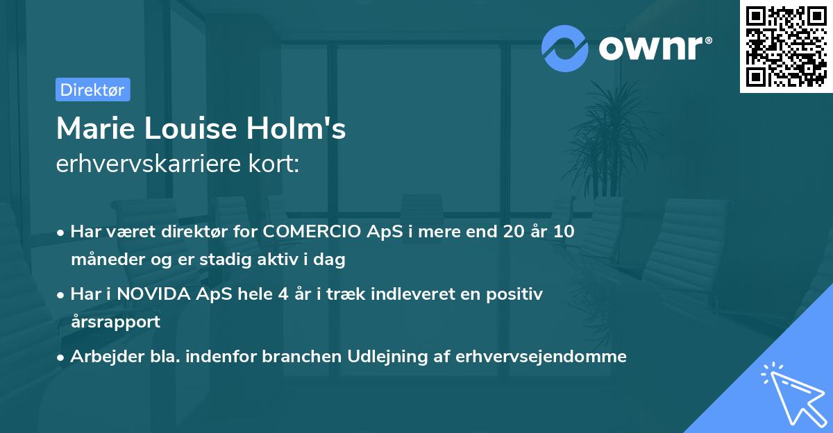 Marie Louise Holm's erhvervskarriere kort