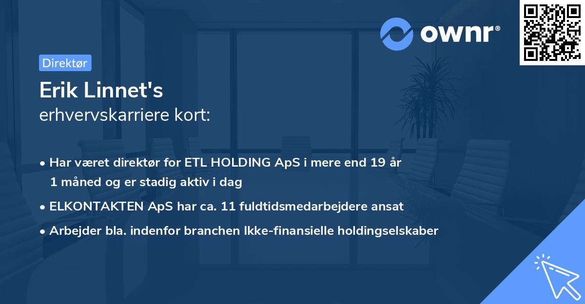Erik Linnet's erhvervskarriere kort