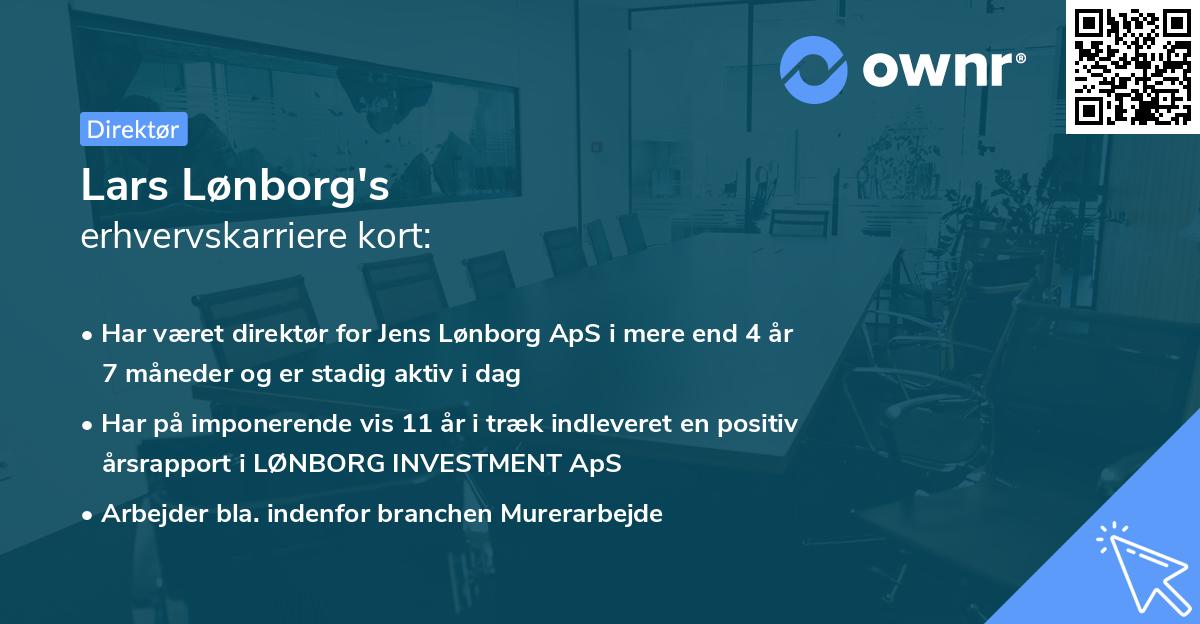 Lars Lønborg's erhvervskarriere kort