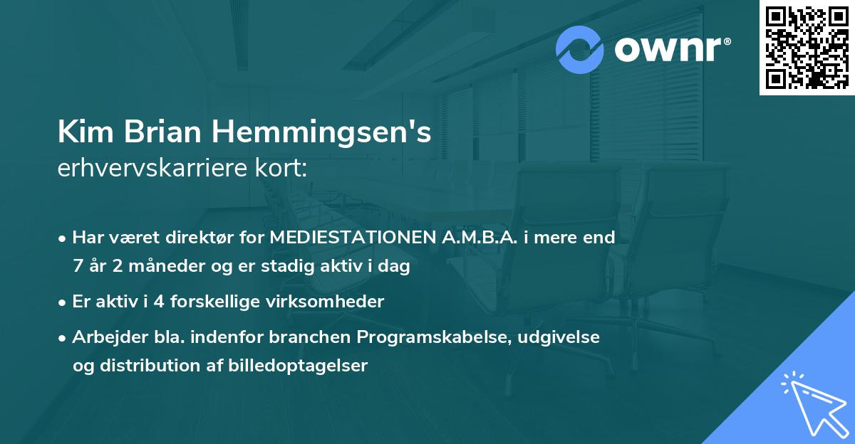 Kim Brian Hemmingsen's erhvervskarriere kort
