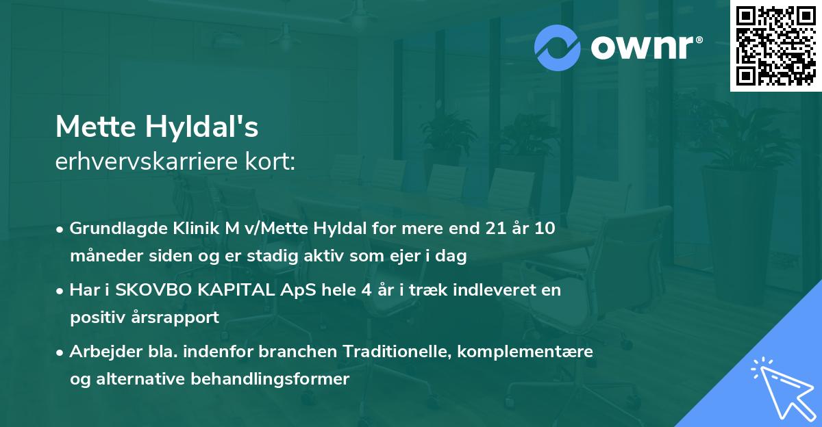 Mette Hyldal's erhvervskarriere kort