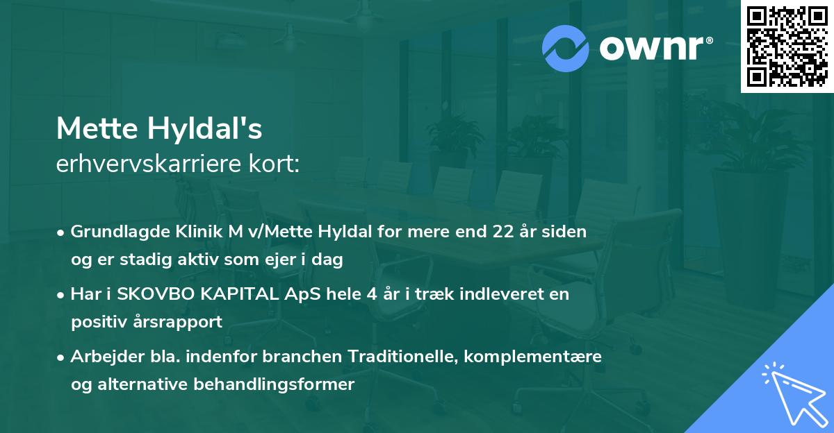 Mette Hyldal's erhvervskarriere kort