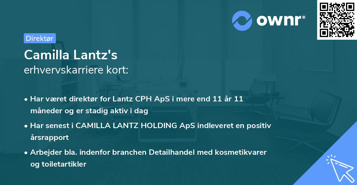 Camilla Lantz's erhvervskarriere kort