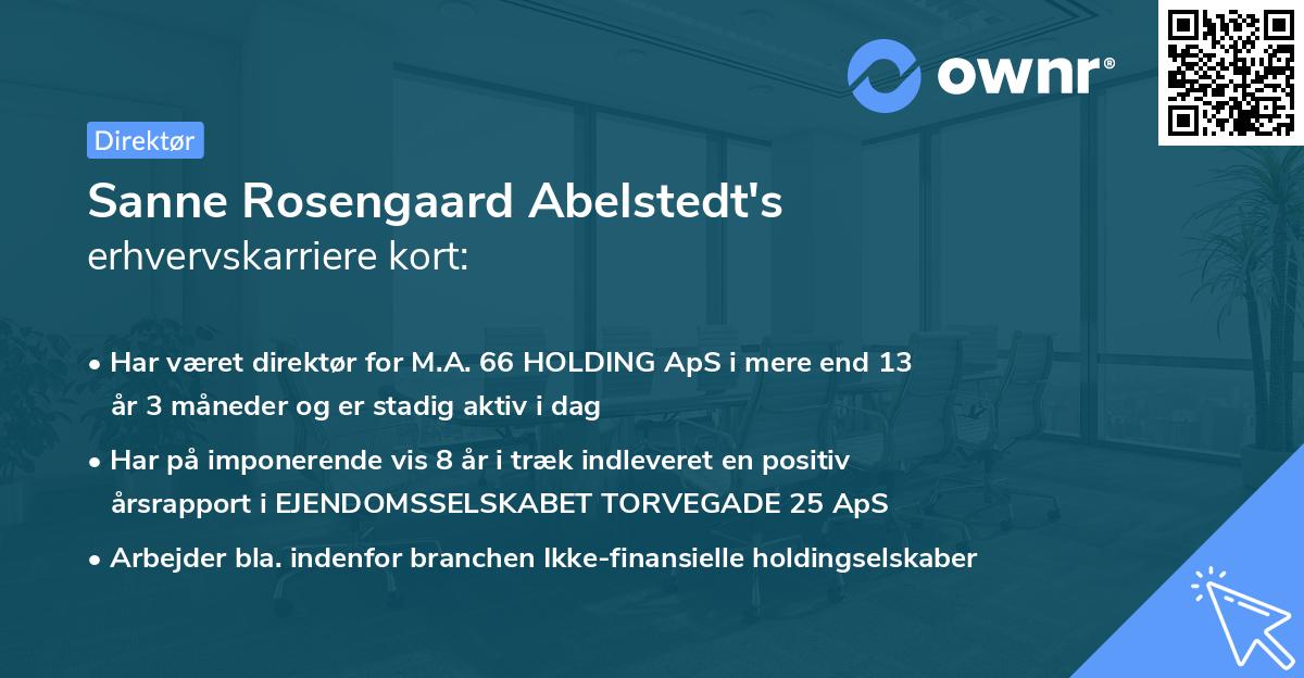 Sanne Rosengaard Abelstedt's erhvervskarriere kort