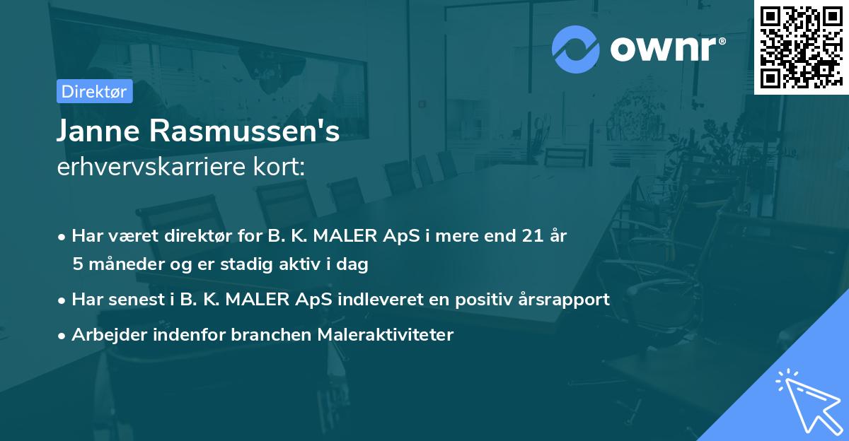 Janne Rasmussen's erhvervskarriere kort